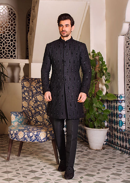 Black Bead Work Sherwani