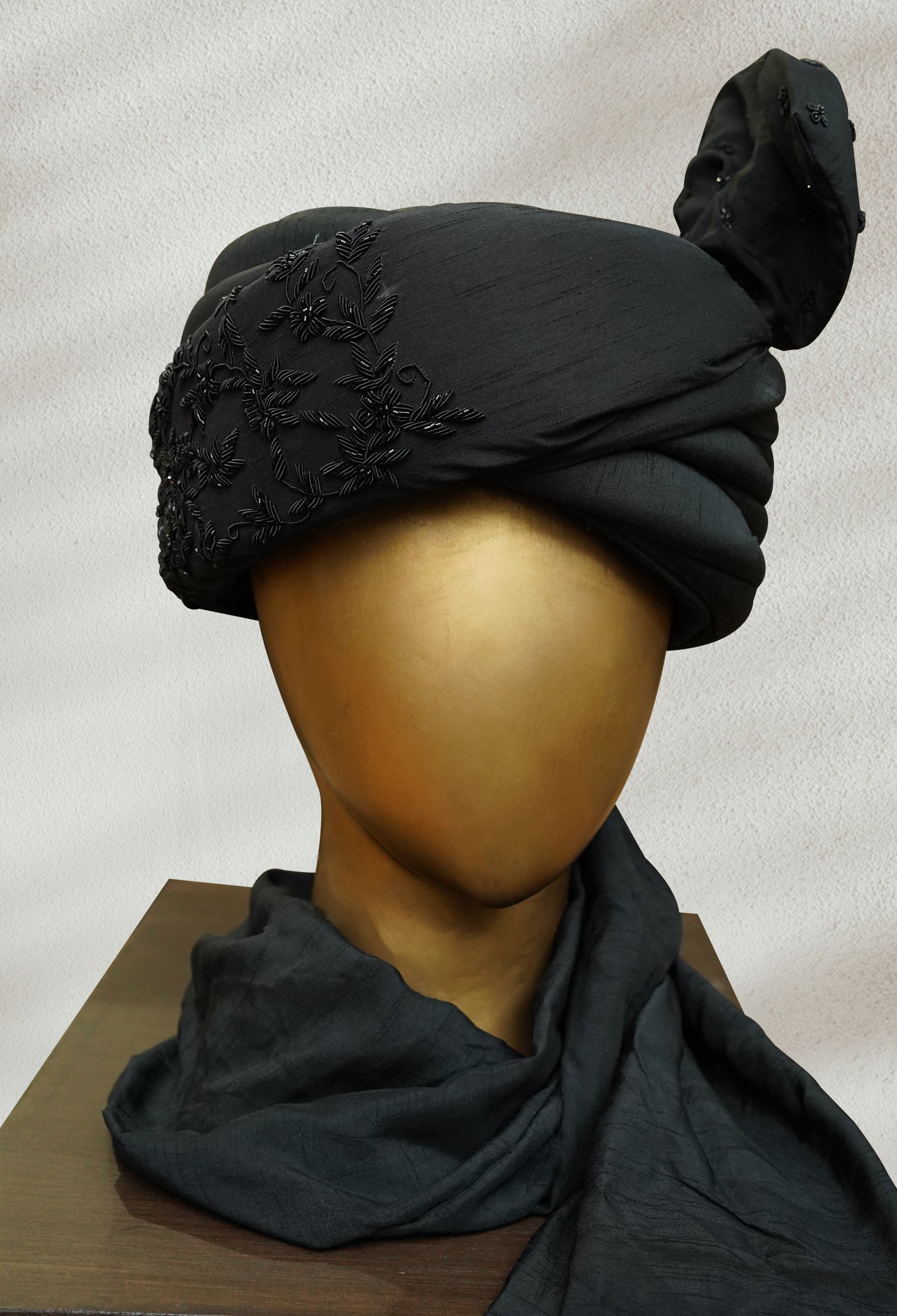 Black Turban with Embroidery