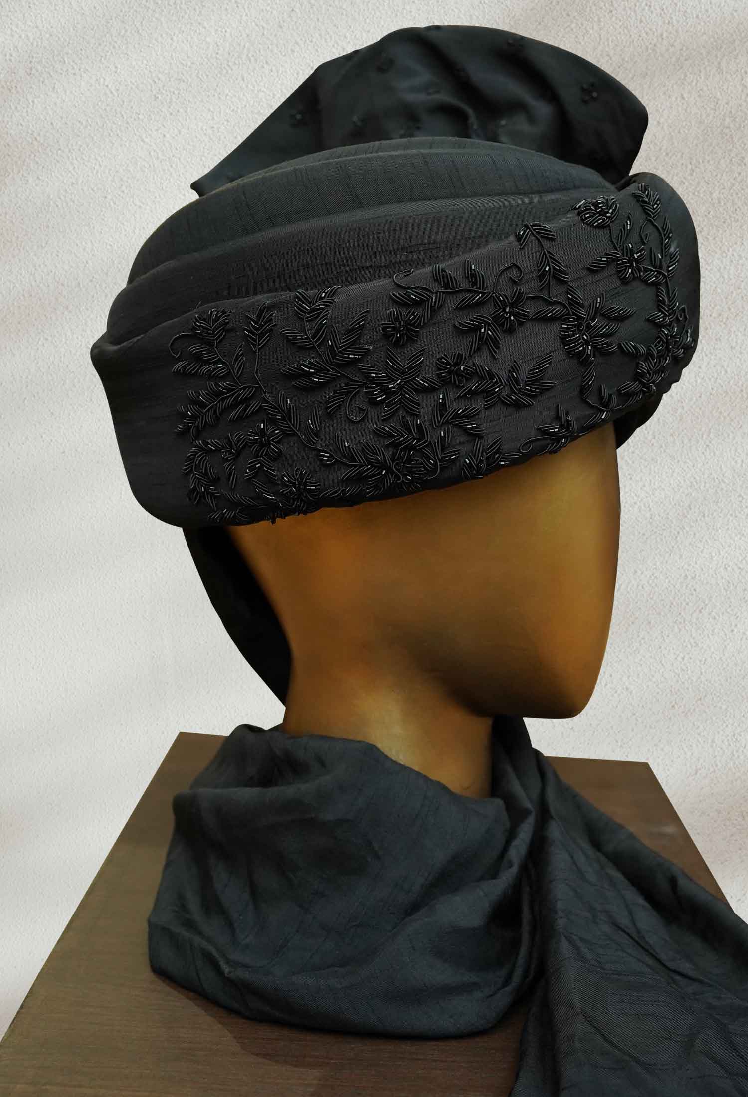 Black Turban with Embroidery