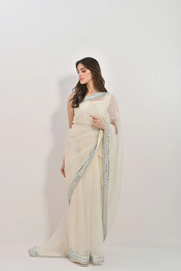 Mahnoor White Organza Saree