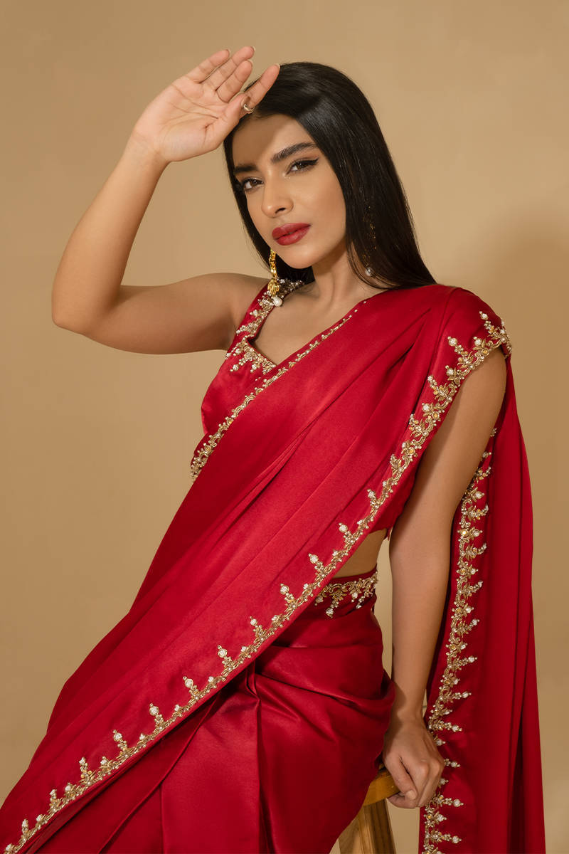 Maroon Saree