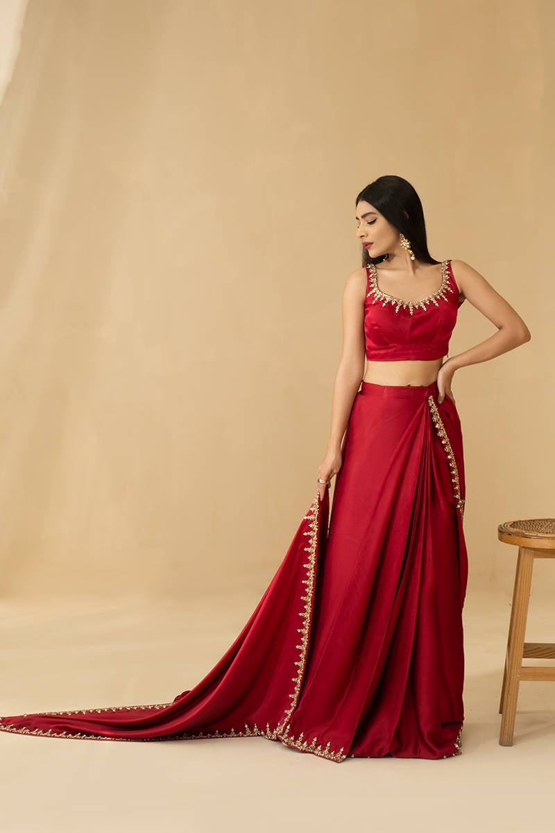 Maroon Saree