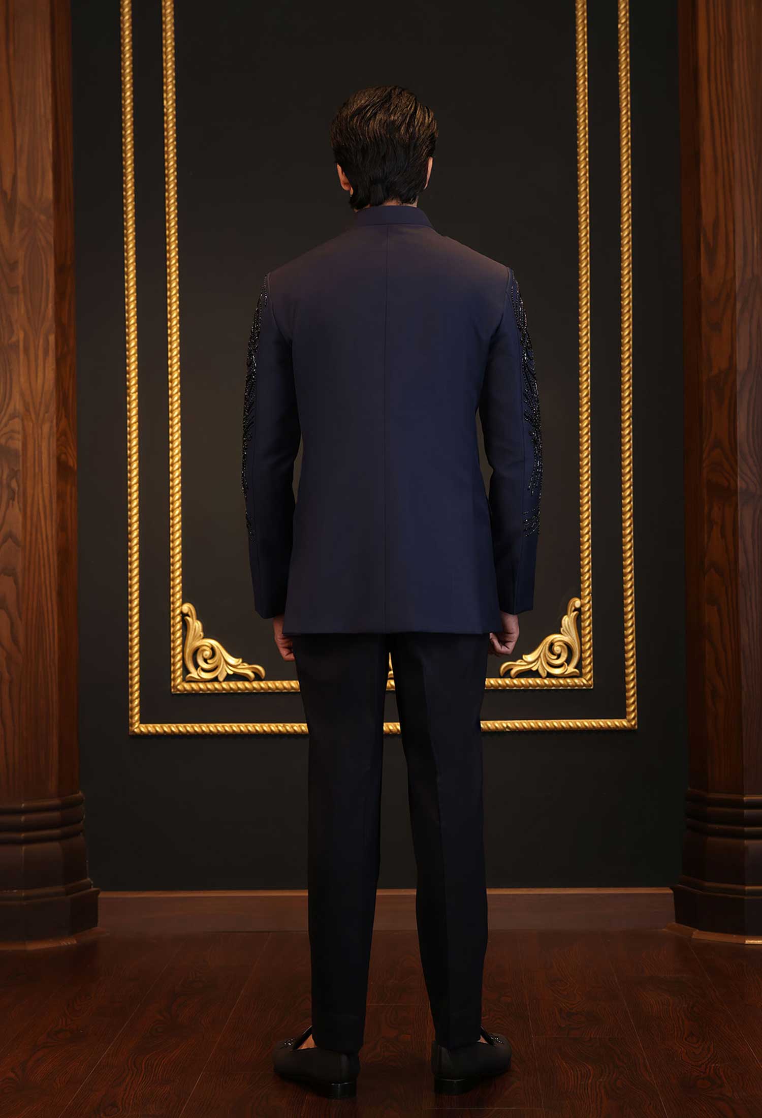 Navy Blue Prince Suit with Beadwork