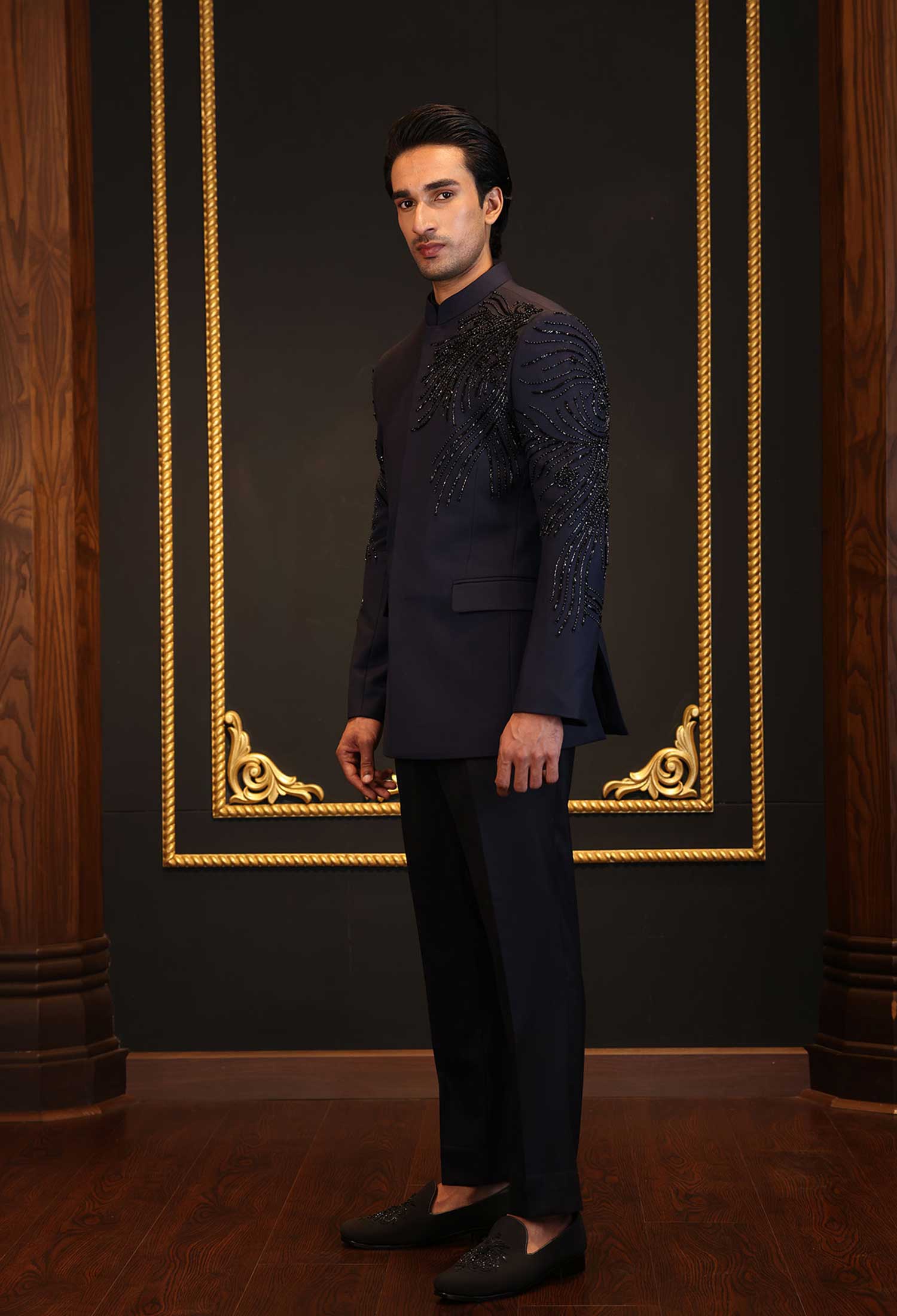 Navy Blue Prince Suit with Beadwork
