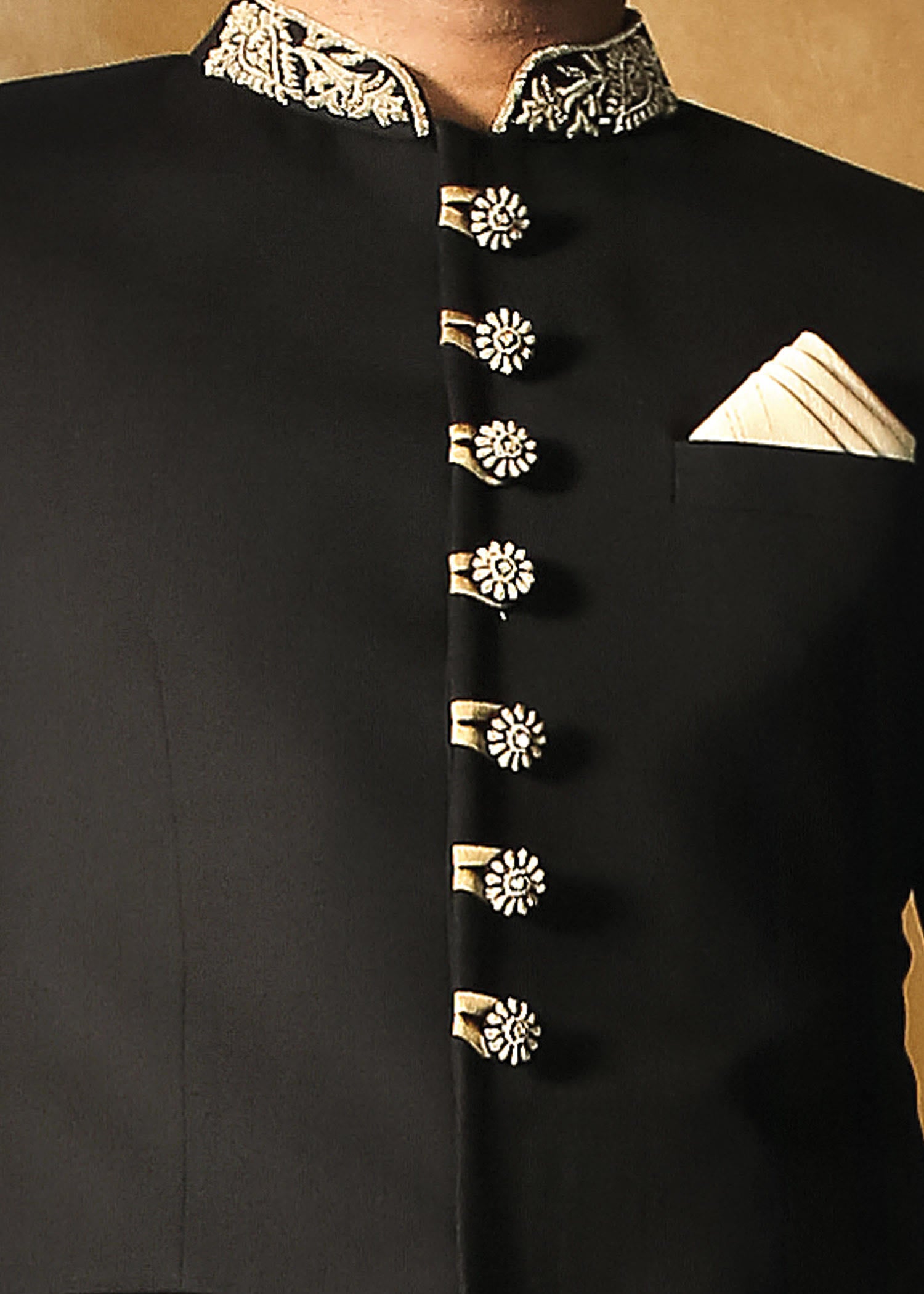 Black Embroidered Prince Suit