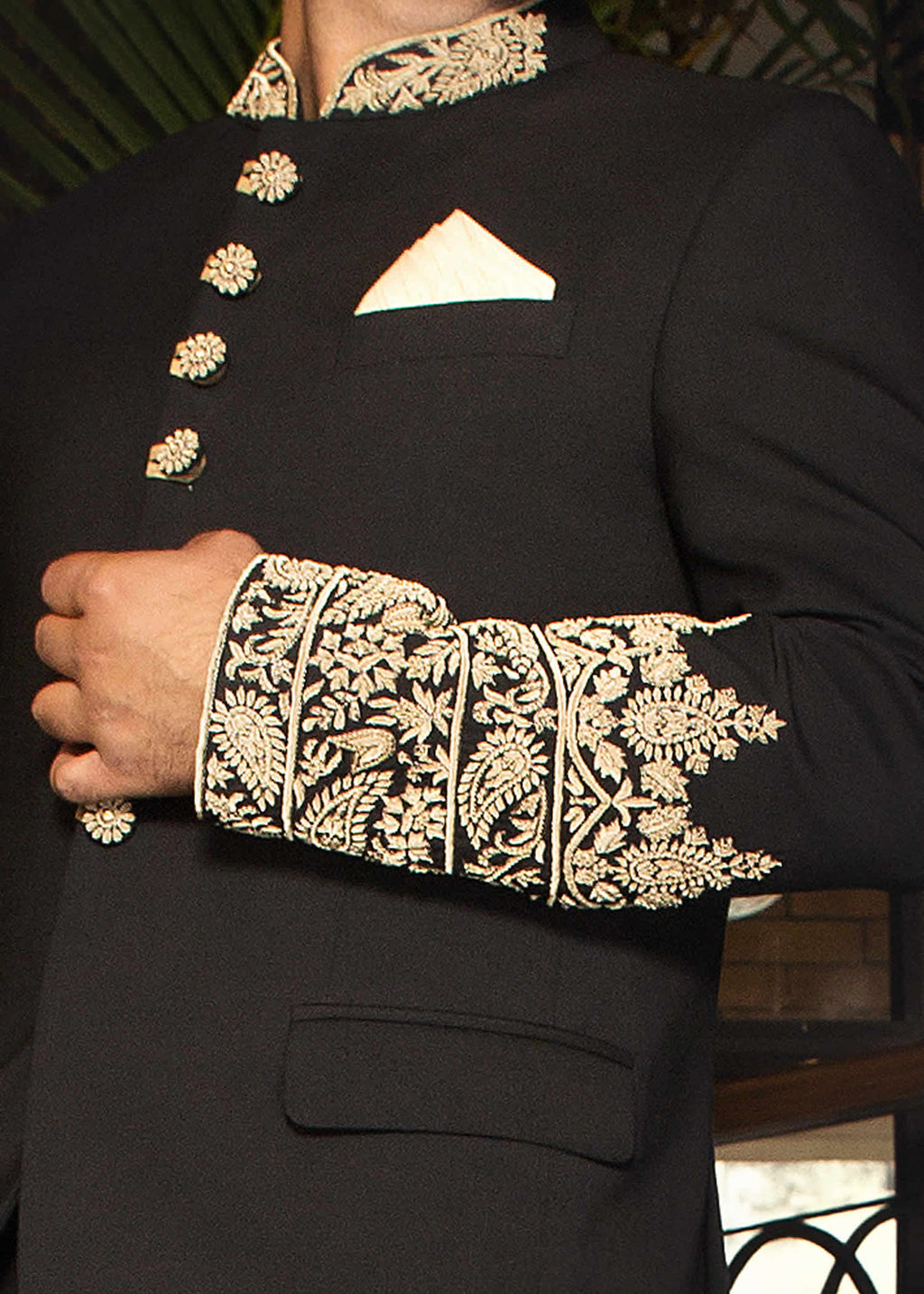 Black Embroidered Prince Suit