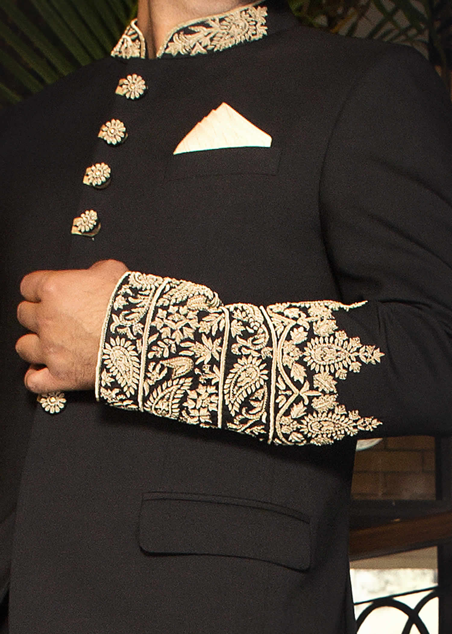 Black Embroidered Prince Suit