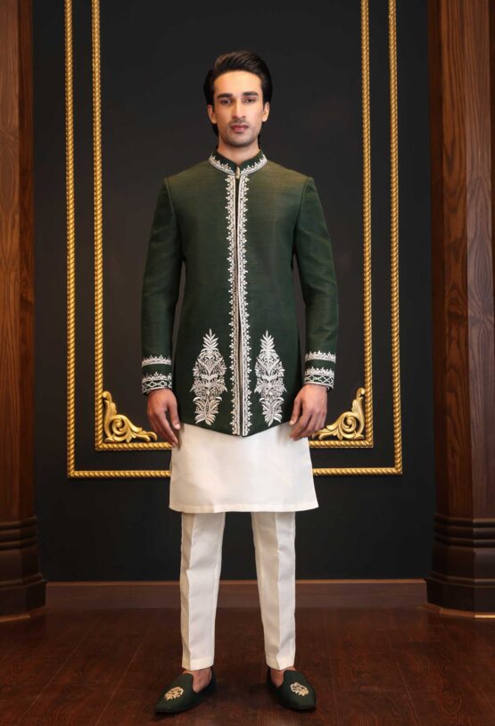 Classic Green Embroidered Prince Suit