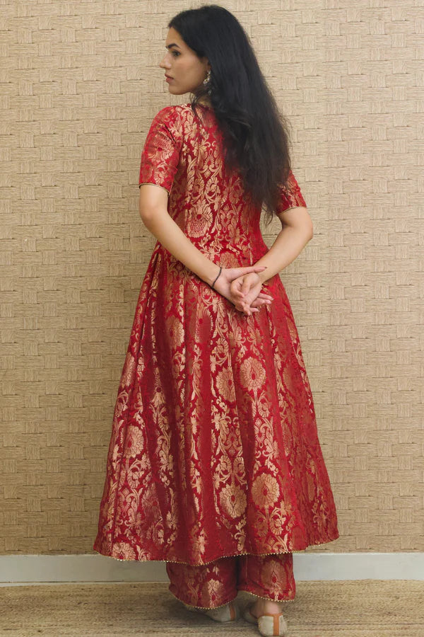 Maroon Brocade Anarkali Suit