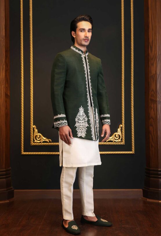 Classic Green Embroidered Prince Suit