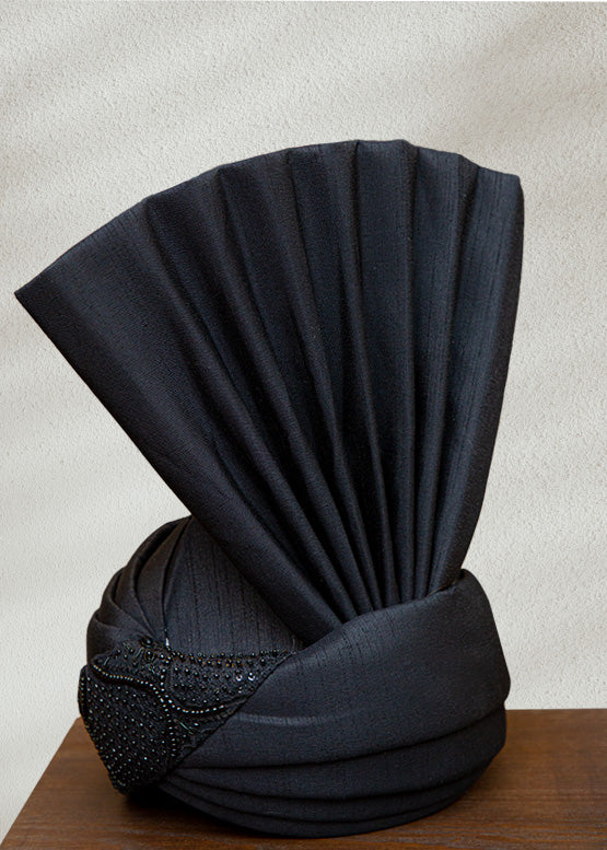 Beaded Black Turban