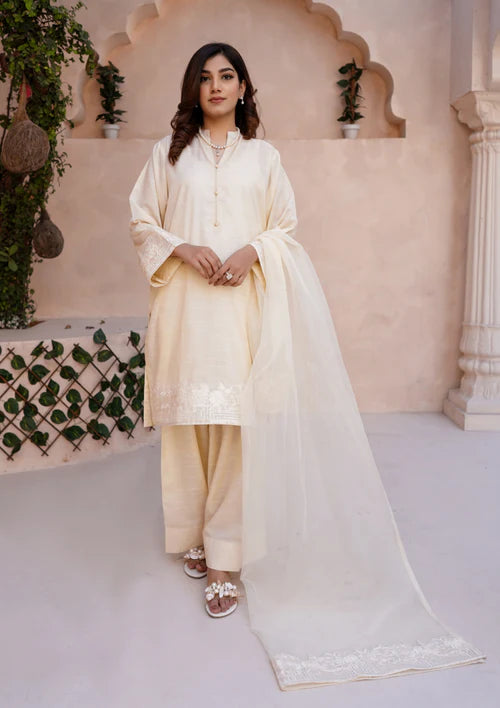 3Pc Embroidered Raw Silk FATAH-F25-0020 -