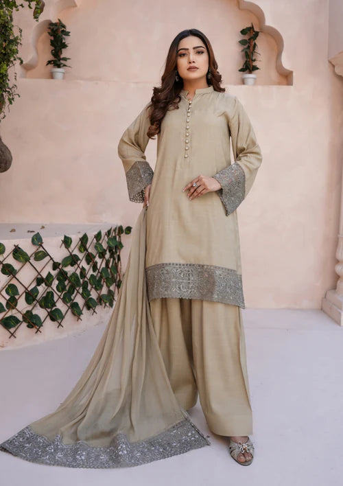 3Pc Embroidered Raw Silk FATAH-F25-0020 -