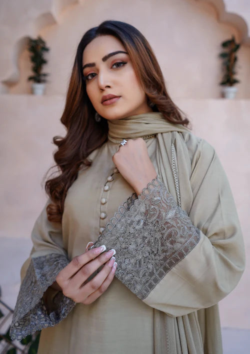 3Pc Embroidered Raw Silk FATAH-F25-0020 -