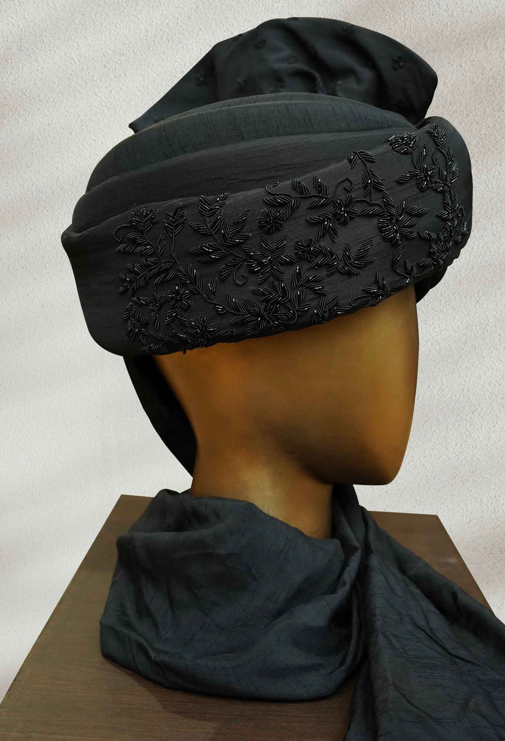 Black Turban with Embroidery