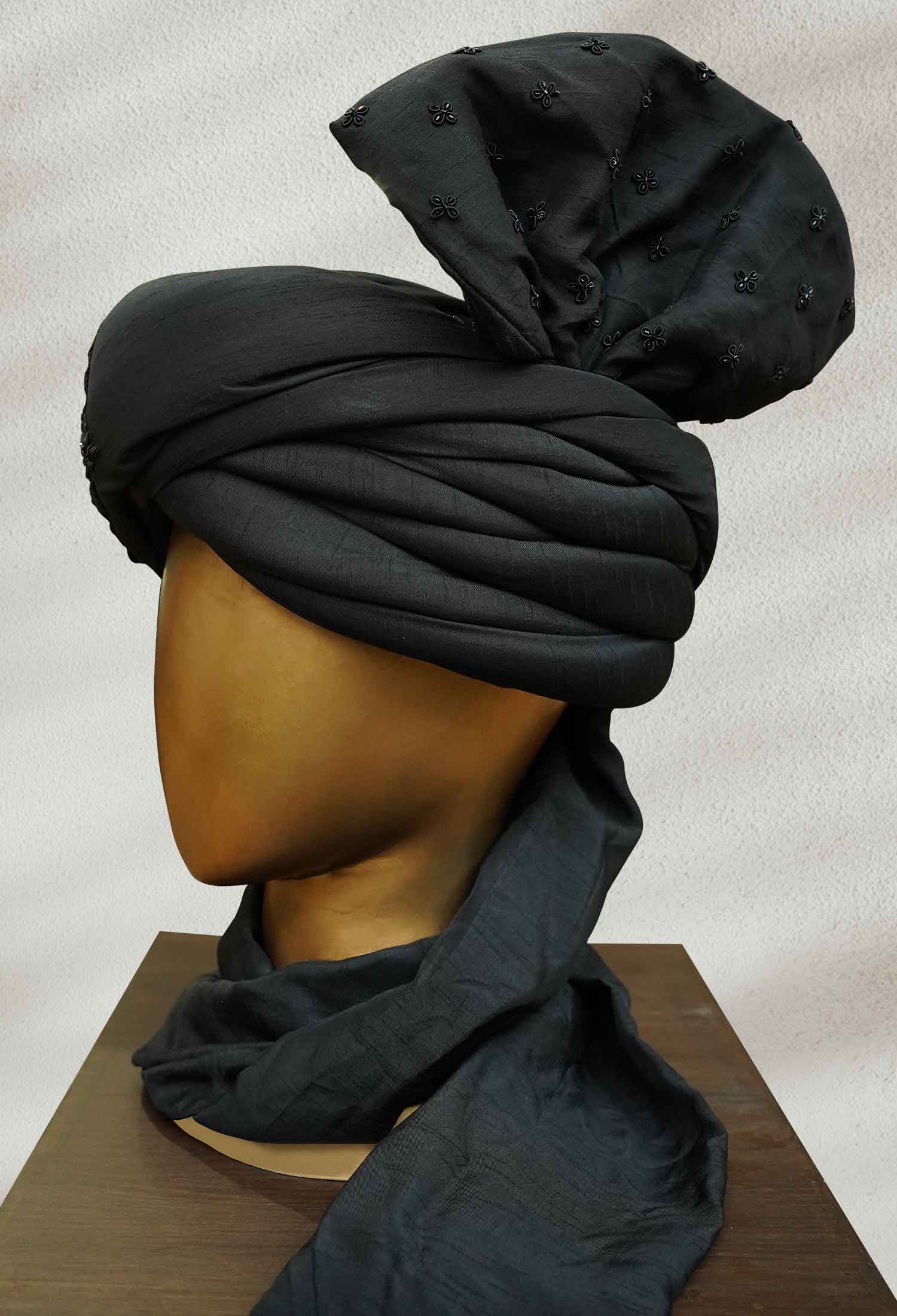 Black Turban with Embroidery