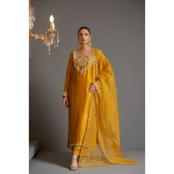 Yellow pure silk