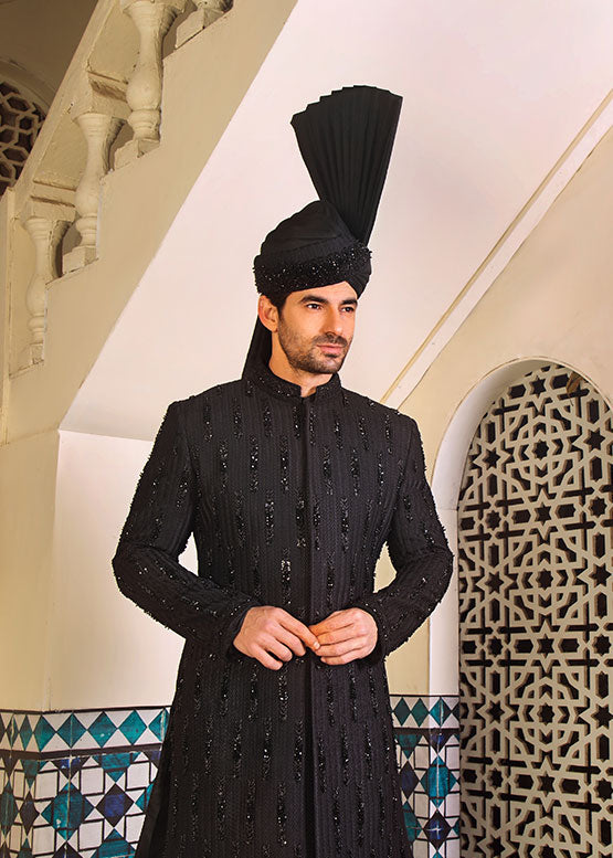 Black Bead Work Sherwani