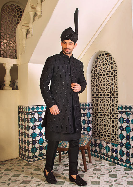Black Bead Work Sherwani