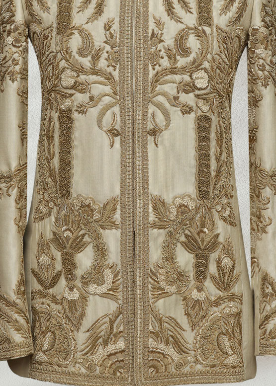 Cream Prince Suit with Golden Embroidery
