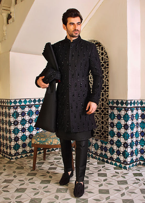 Black Bead Work Sherwani