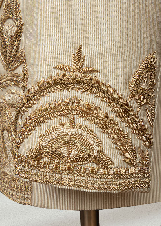 Cream Prince Suit with Golden Embroidery
