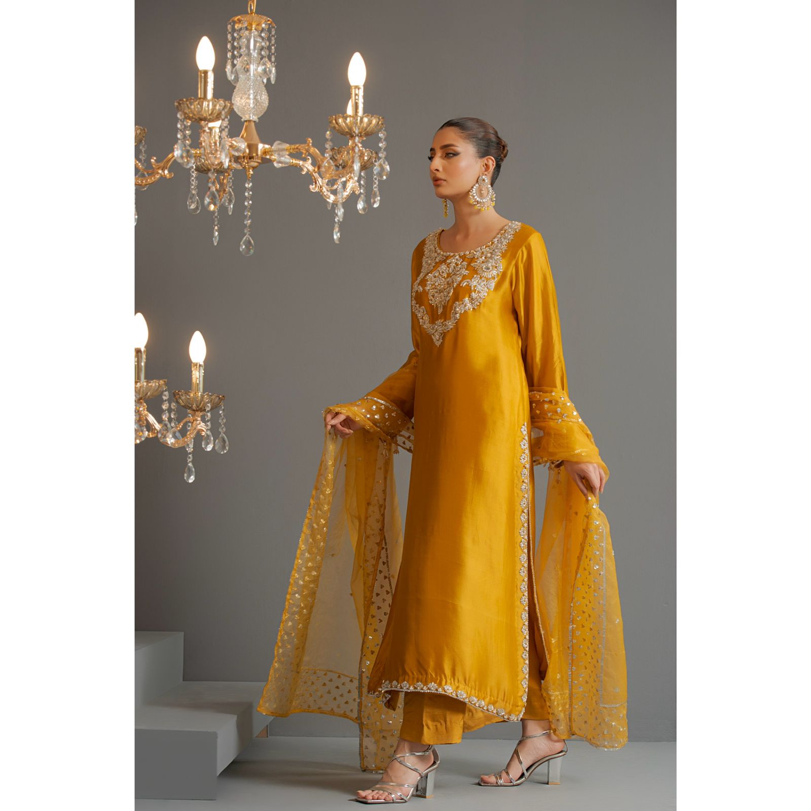 Yellow pure silk