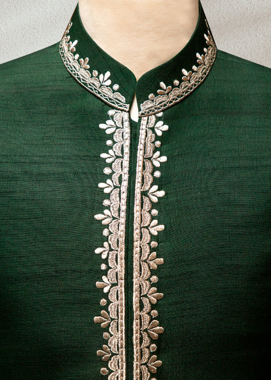 Classic Green Embroidered Prince Suit