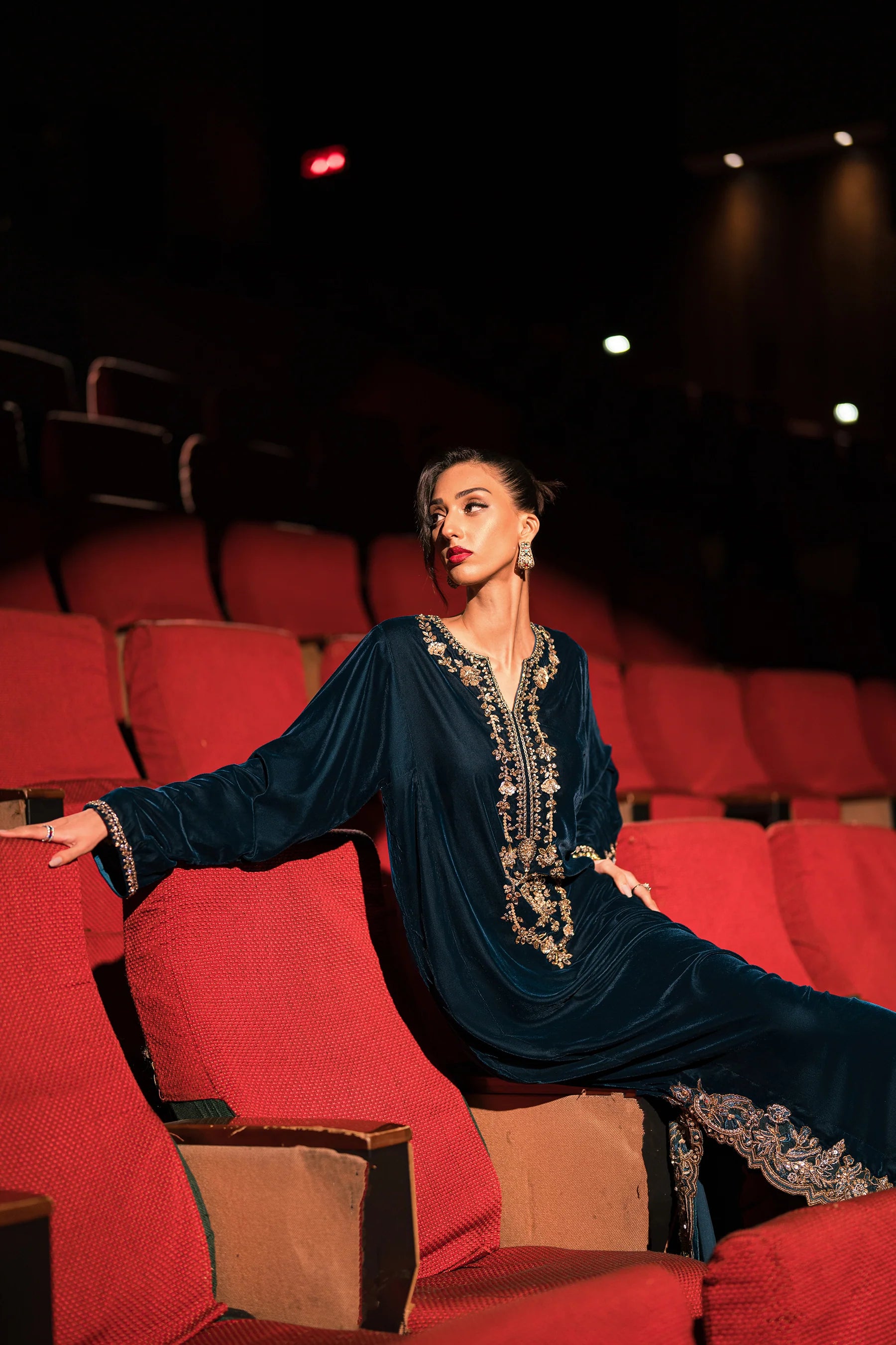 Statement Teal Velvet Kaftan