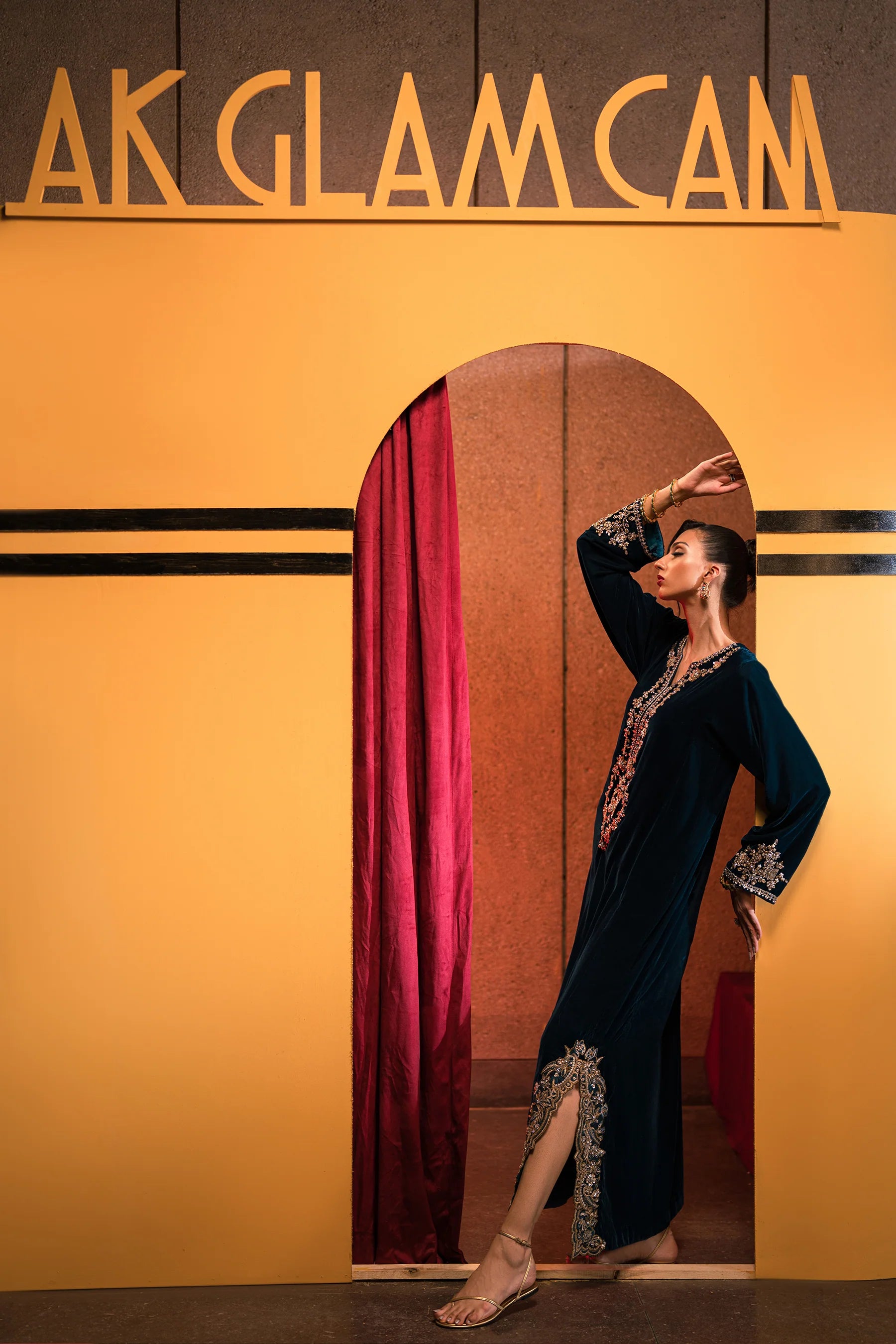Statement Teal Velvet Kaftan