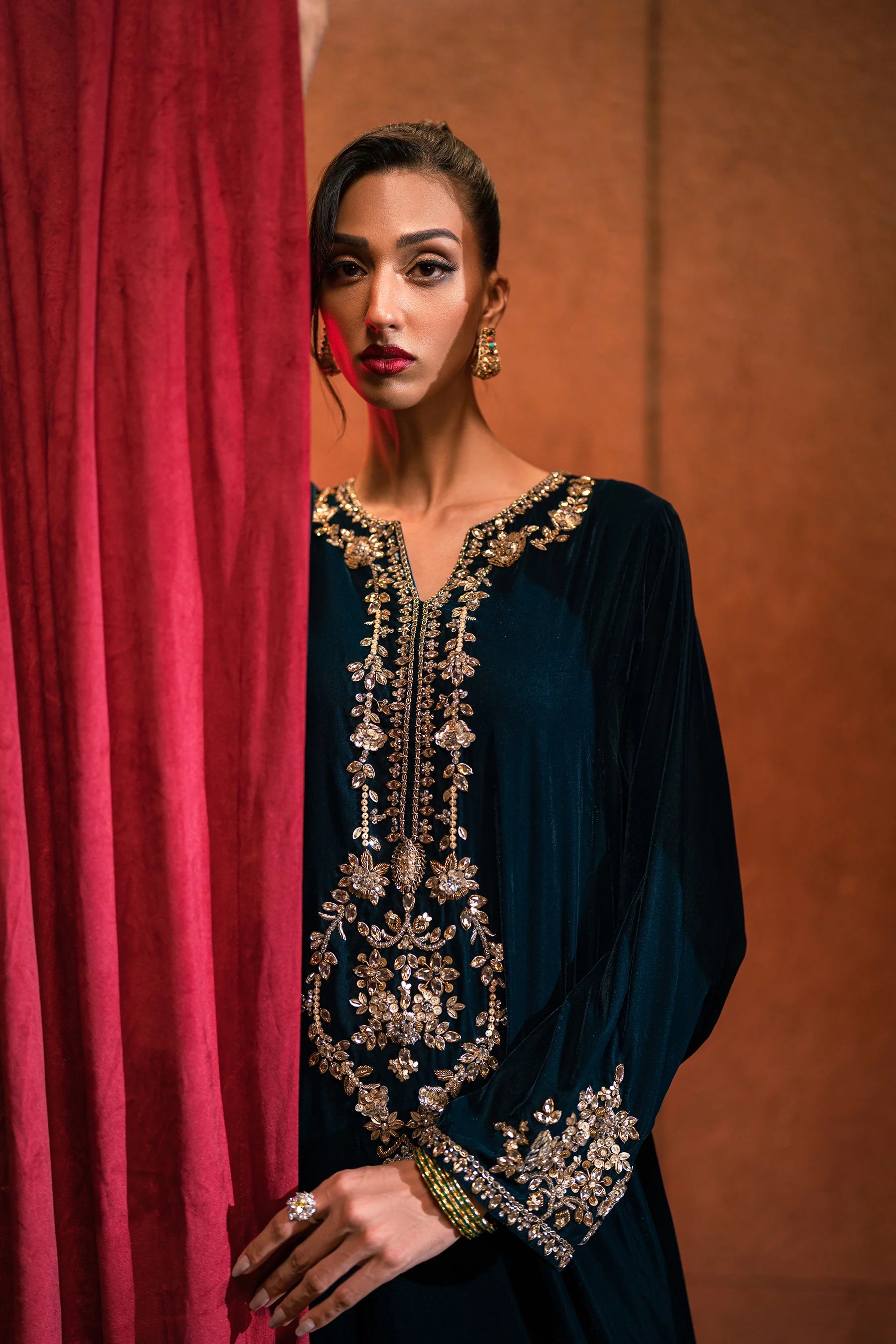 Statement Teal Velvet Kaftan
