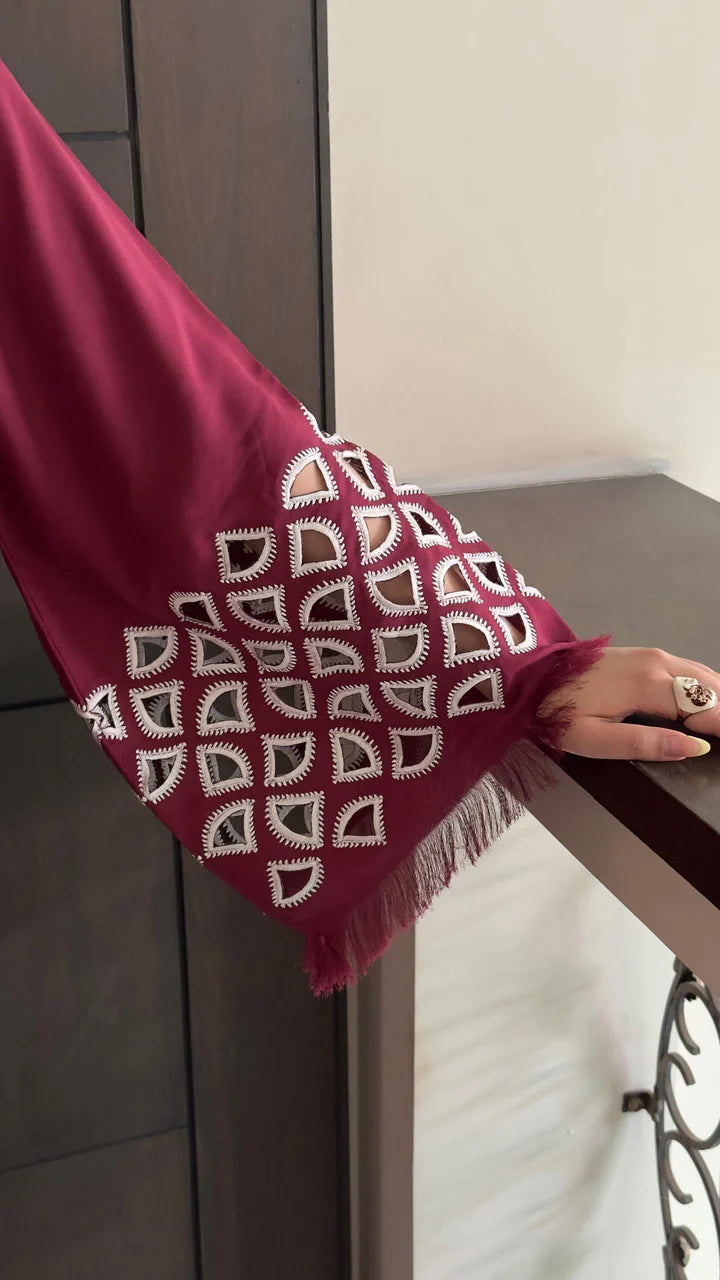 Burgundy Maroon Embroidered Tunic