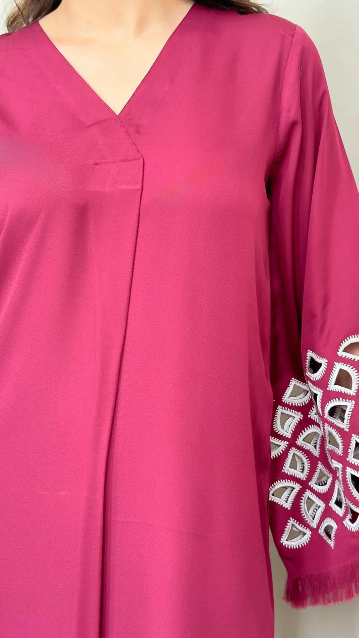 Burgundy Maroon Embroidered Tunic