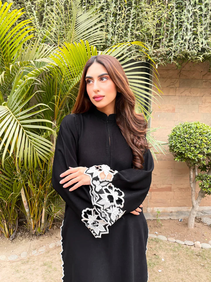 Black scallop Embroidered