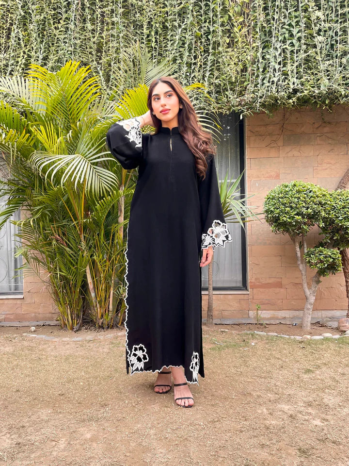Black scallop Embroidered