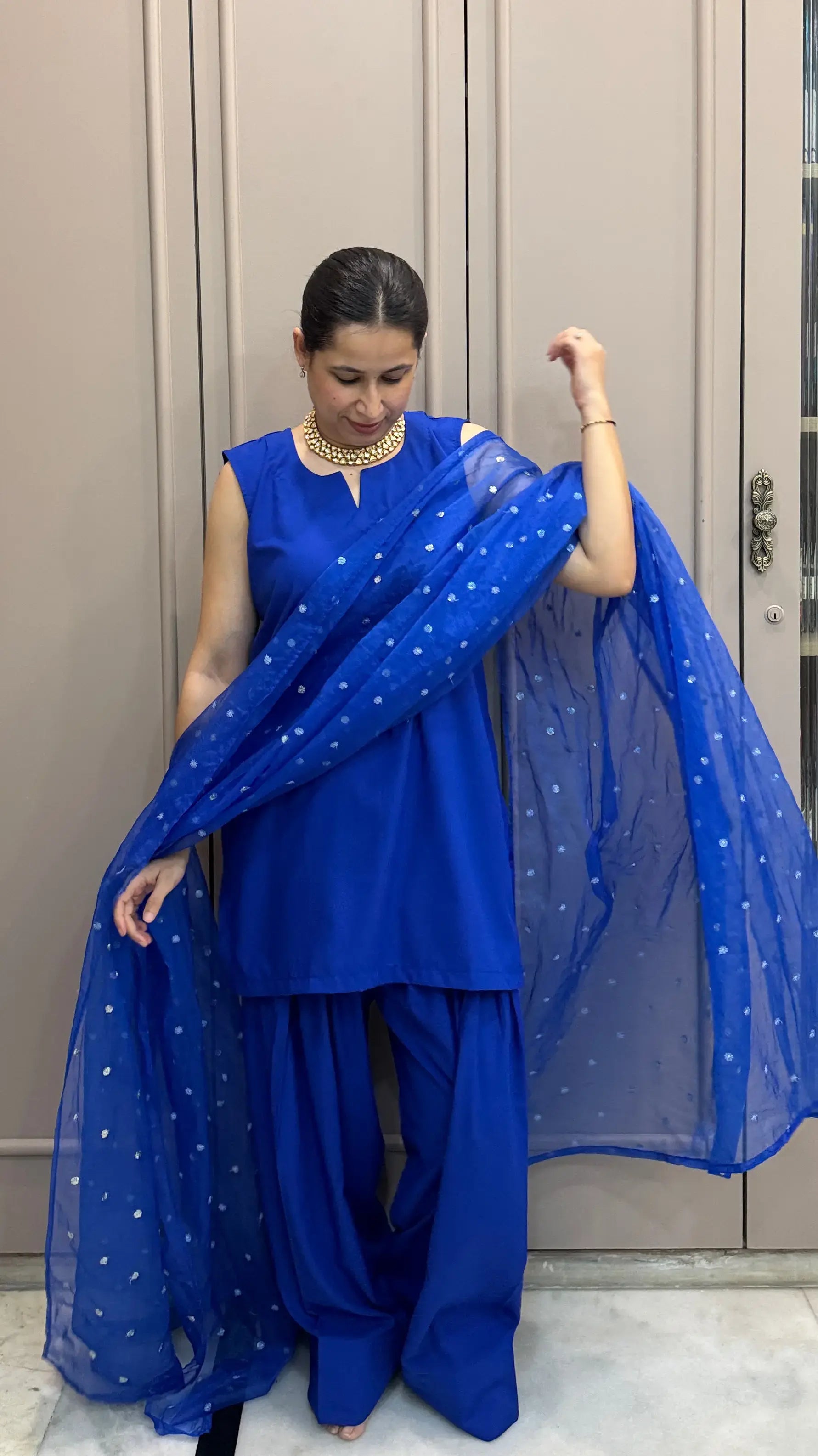 Midnight Blue Set with Farshi salwar