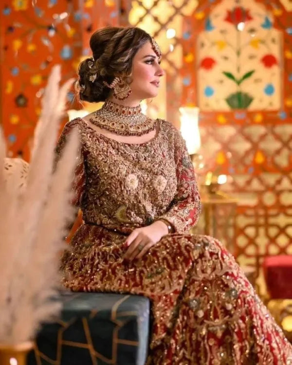 Pakistani Red Bridal Lehenga