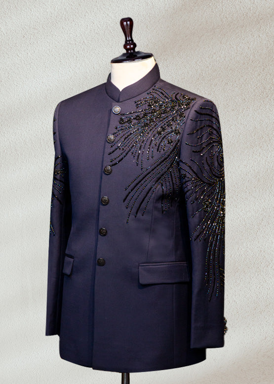 Navy Blue Prince Suit with Beadwork