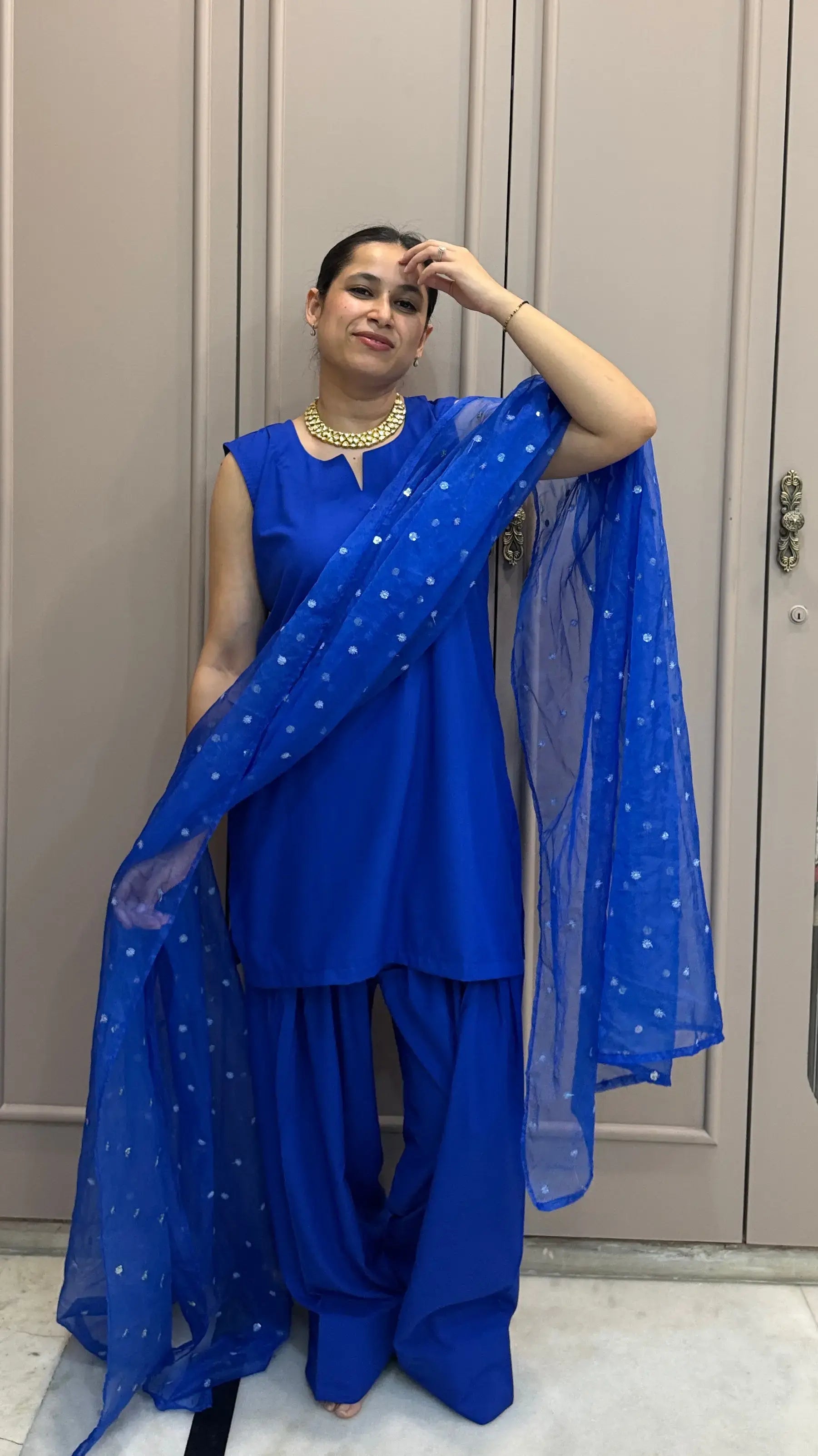 Midnight Blue Set with Farshi salwar