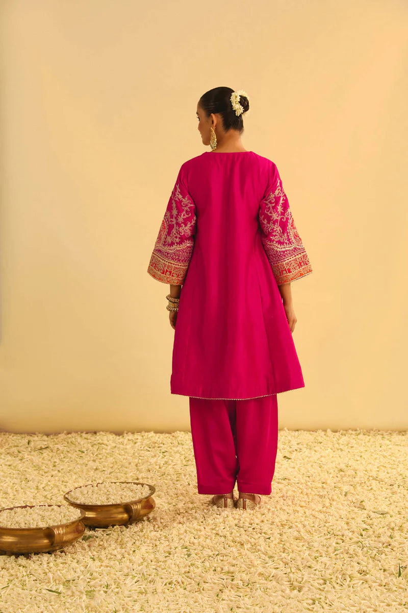Mohsina - Hotpink Short Kalidaar Choga With Salwar