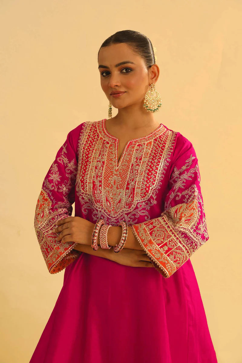 Mohsina - Hotpink Short Kalidaar Choga With Salwar