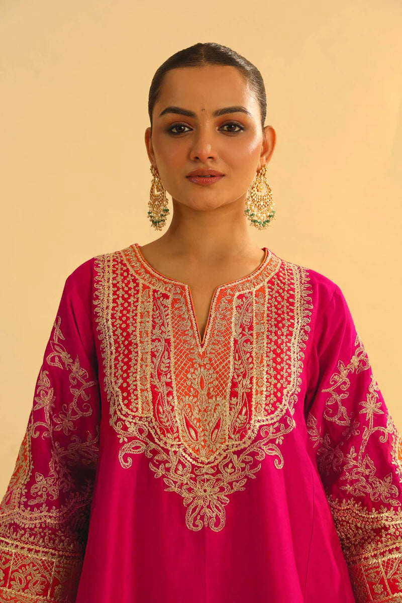 Mohsina - Hotpink Short Kalidaar Choga With Salwar