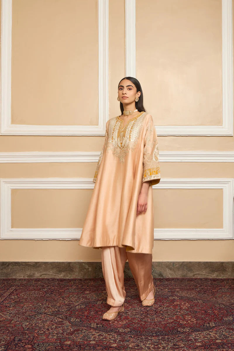 Mohsina - Rose Pink Short Kalidaar Choga With Salwar