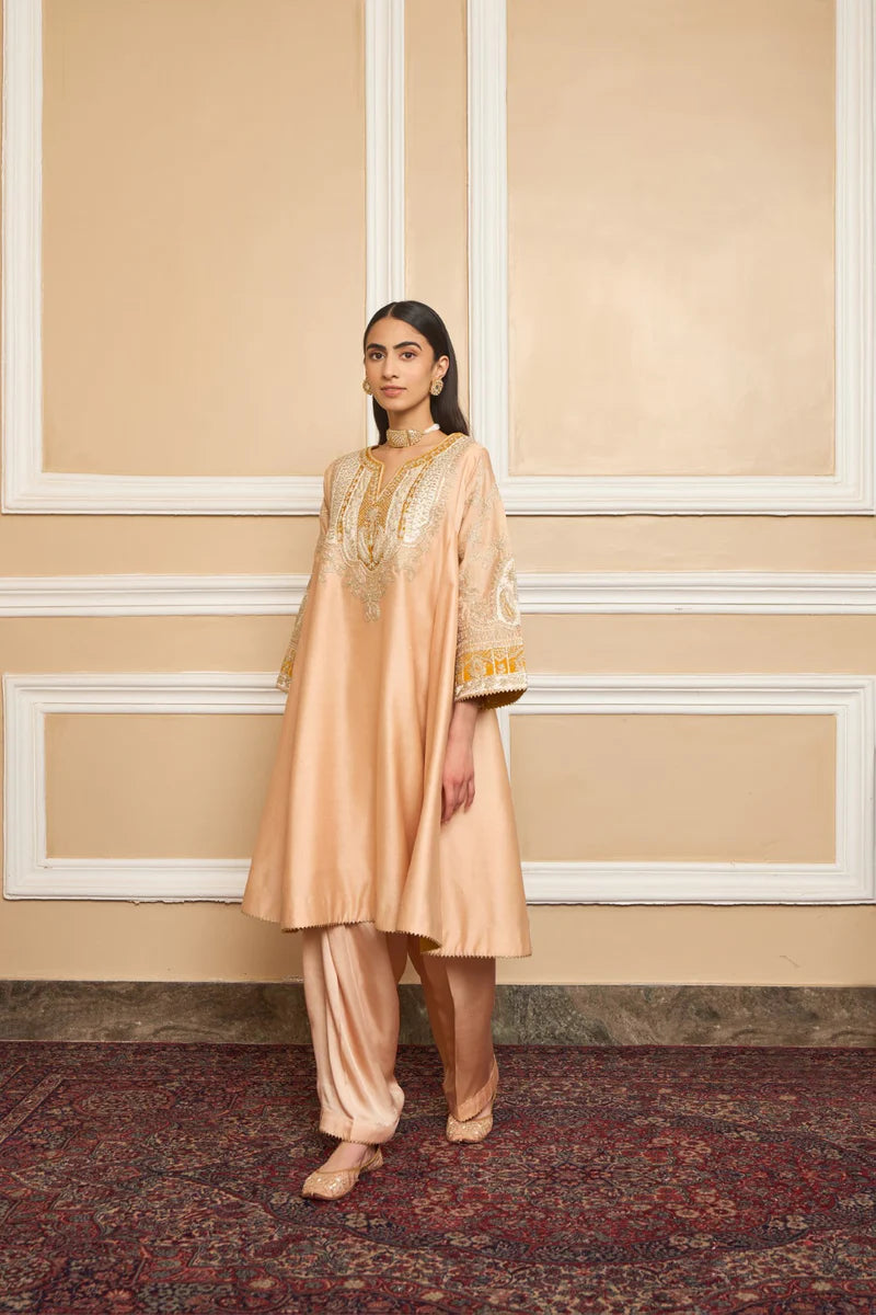 Mohsina - Rose Pink Short Kalidaar Choga With Salwar