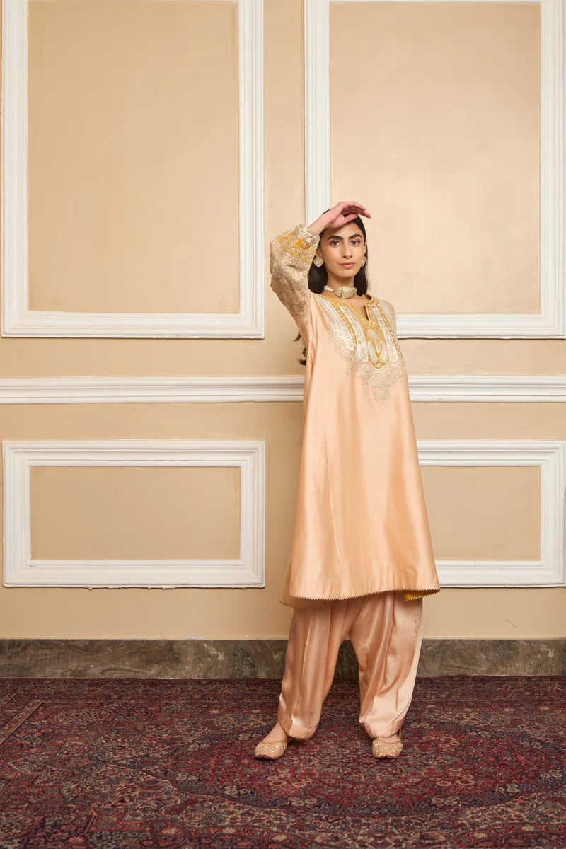 Mohsina - Rose Pink Short Kalidaar Choga With Salwar