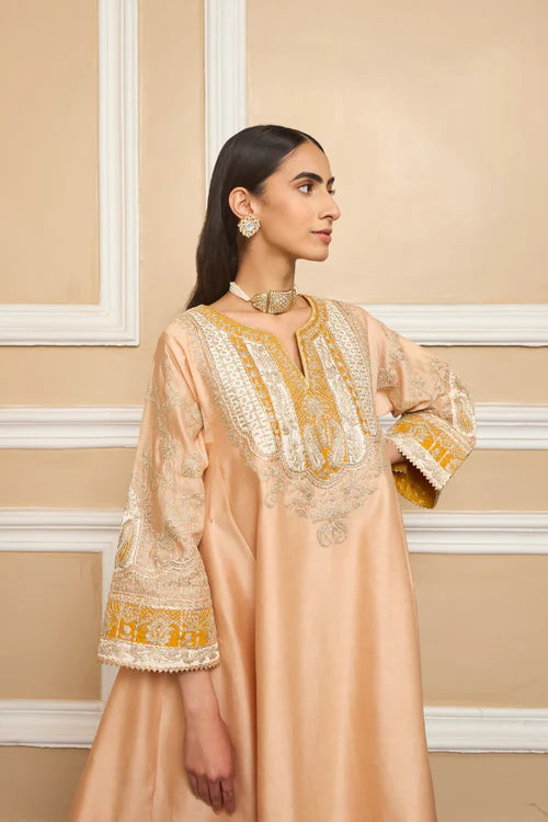 Mohsina - Rose Pink Short Kalidaar Choga With Salwar