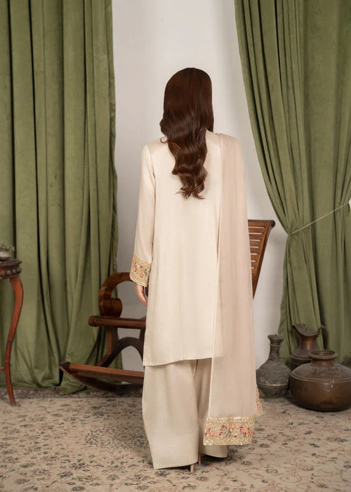 3Pc Embroidered Raw Silk with Farshi Shalwar FATAH-F25-0022 -
