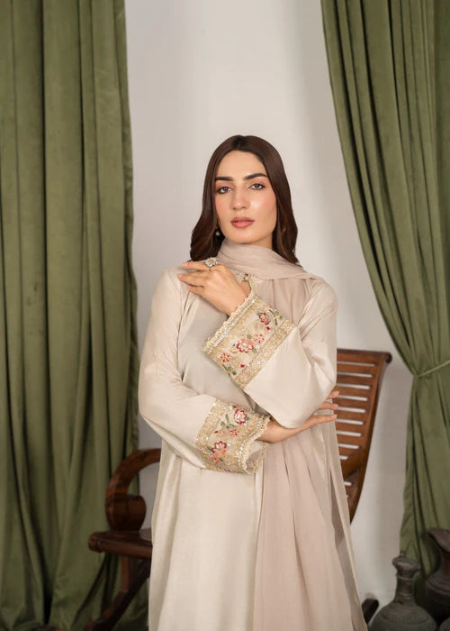 3Pc Embroidered Raw Silk with Farshi Shalwar FATAH-F25-0022 -
