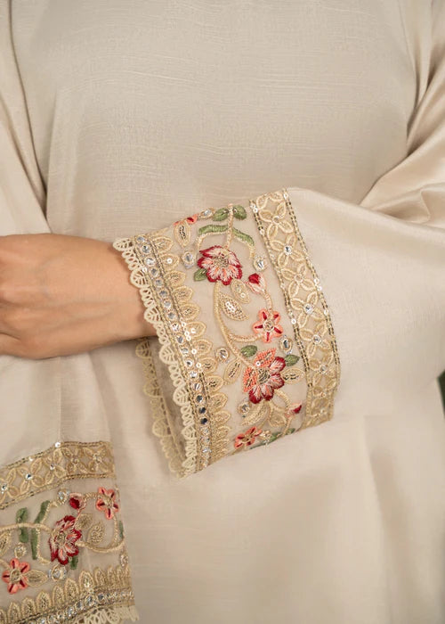 3Pc Embroidered Raw Silk with Farshi Shalwar FATAH-F25-0022 -