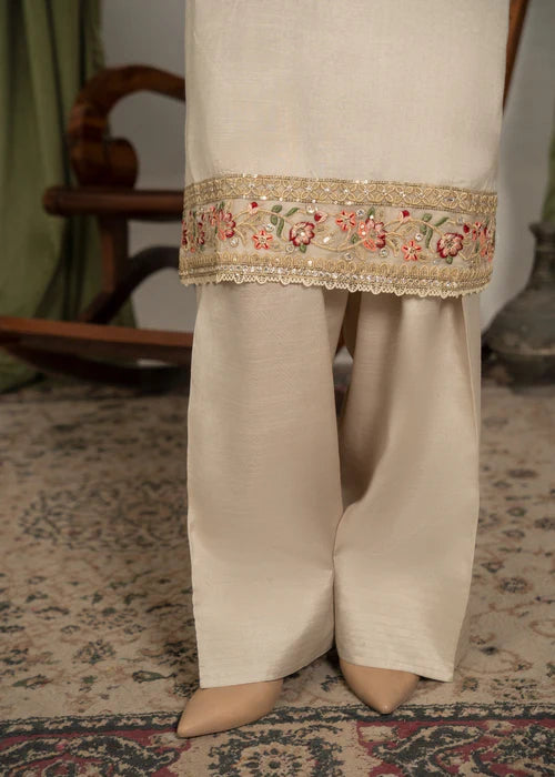 3Pc Embroidered Raw Silk with Farshi Shalwar FATAH-F25-0022 -